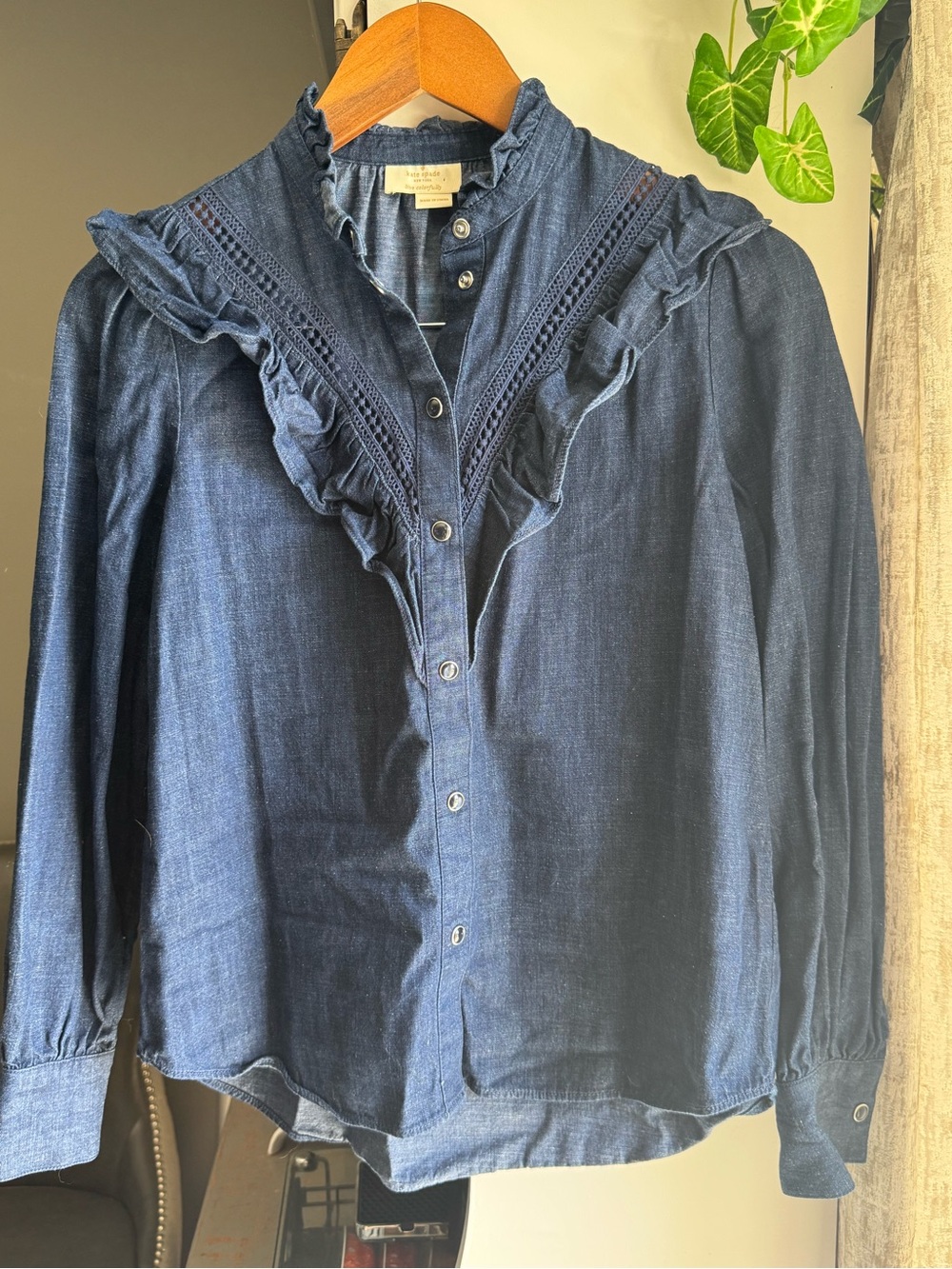 Kate Spade New York Chambray Ruffle Blouse